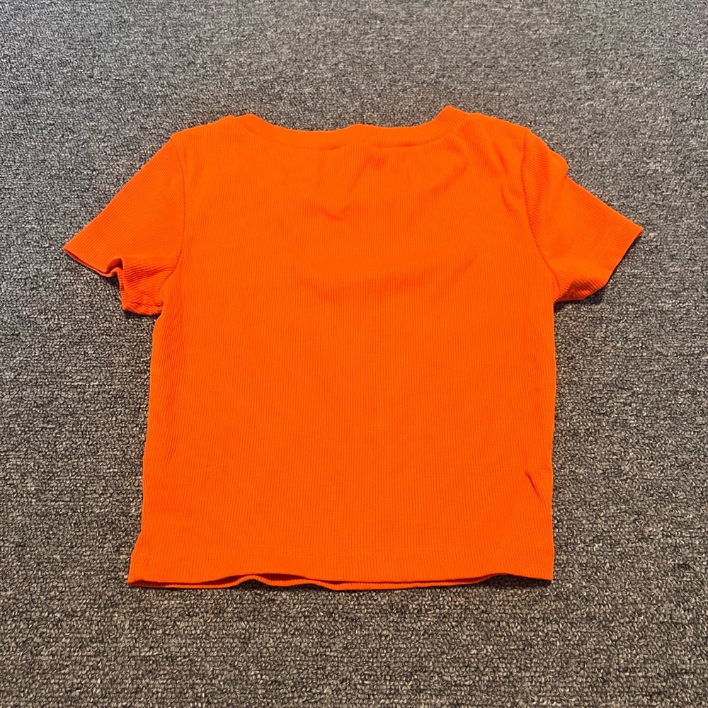 Orange Ribbed Women's Top - Picture 2 of 2